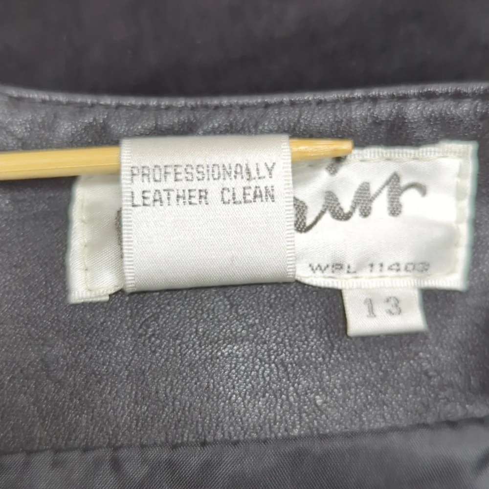 Vintage 80's Interim Black Suede Leather‎ Pencil Mini High Rise Skirt size 13